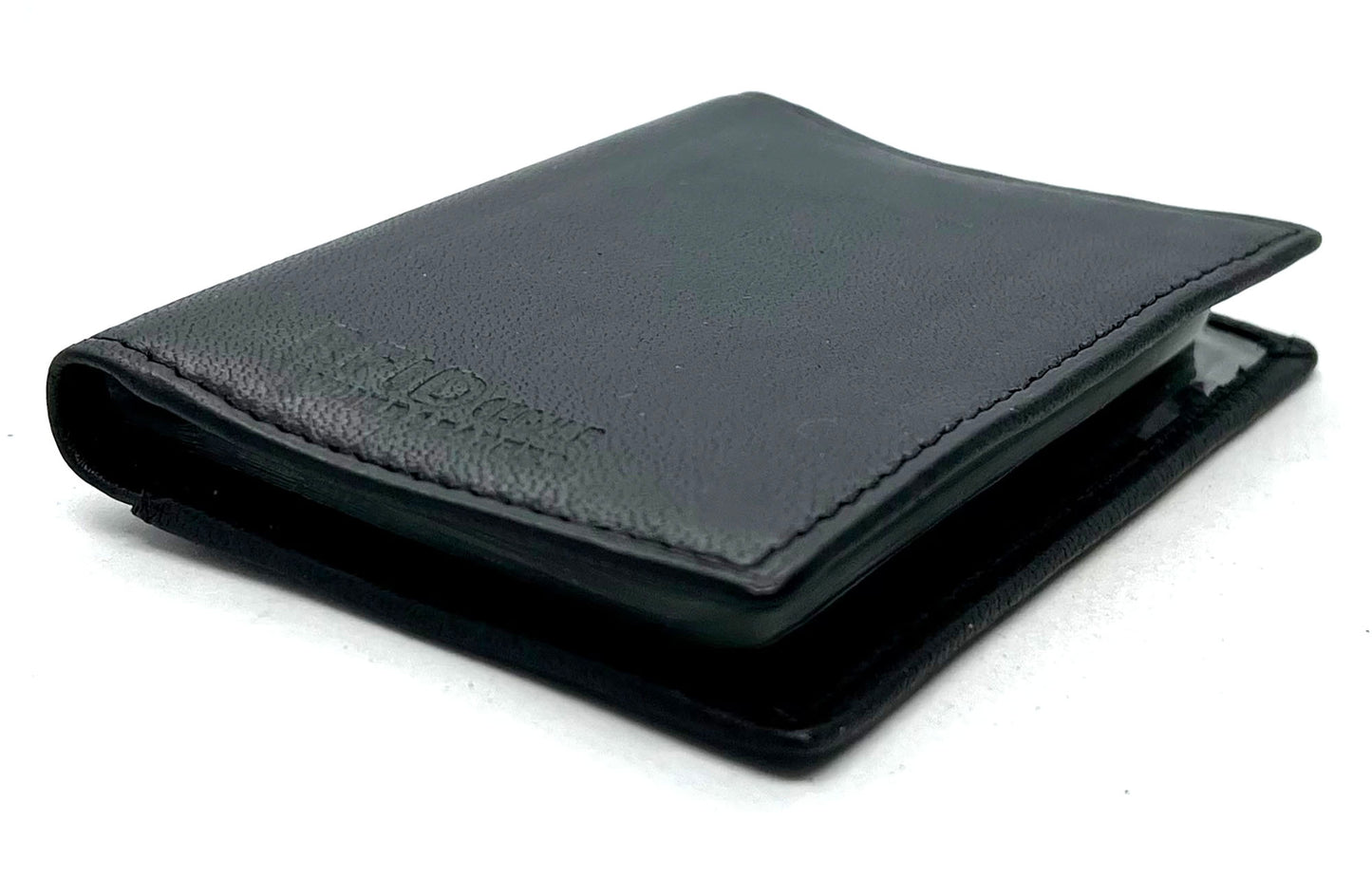 RFID Black Genuine Leather Business Card Holder Pocket Organizer Wallet Plastic Inserts