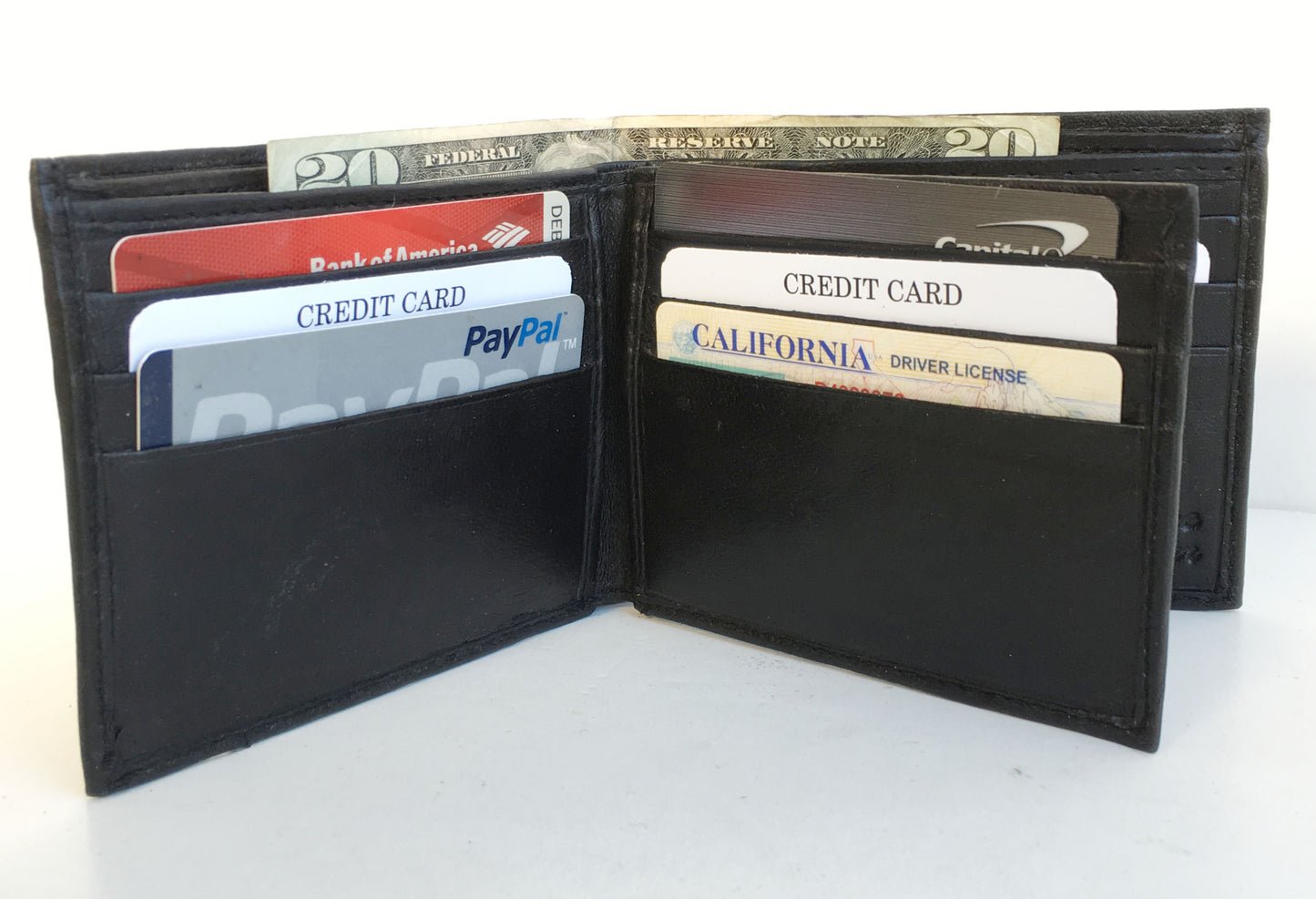 RFID Blocking Genuine Leather Men's Bifold Wallet Center Flap Credit Card Holder