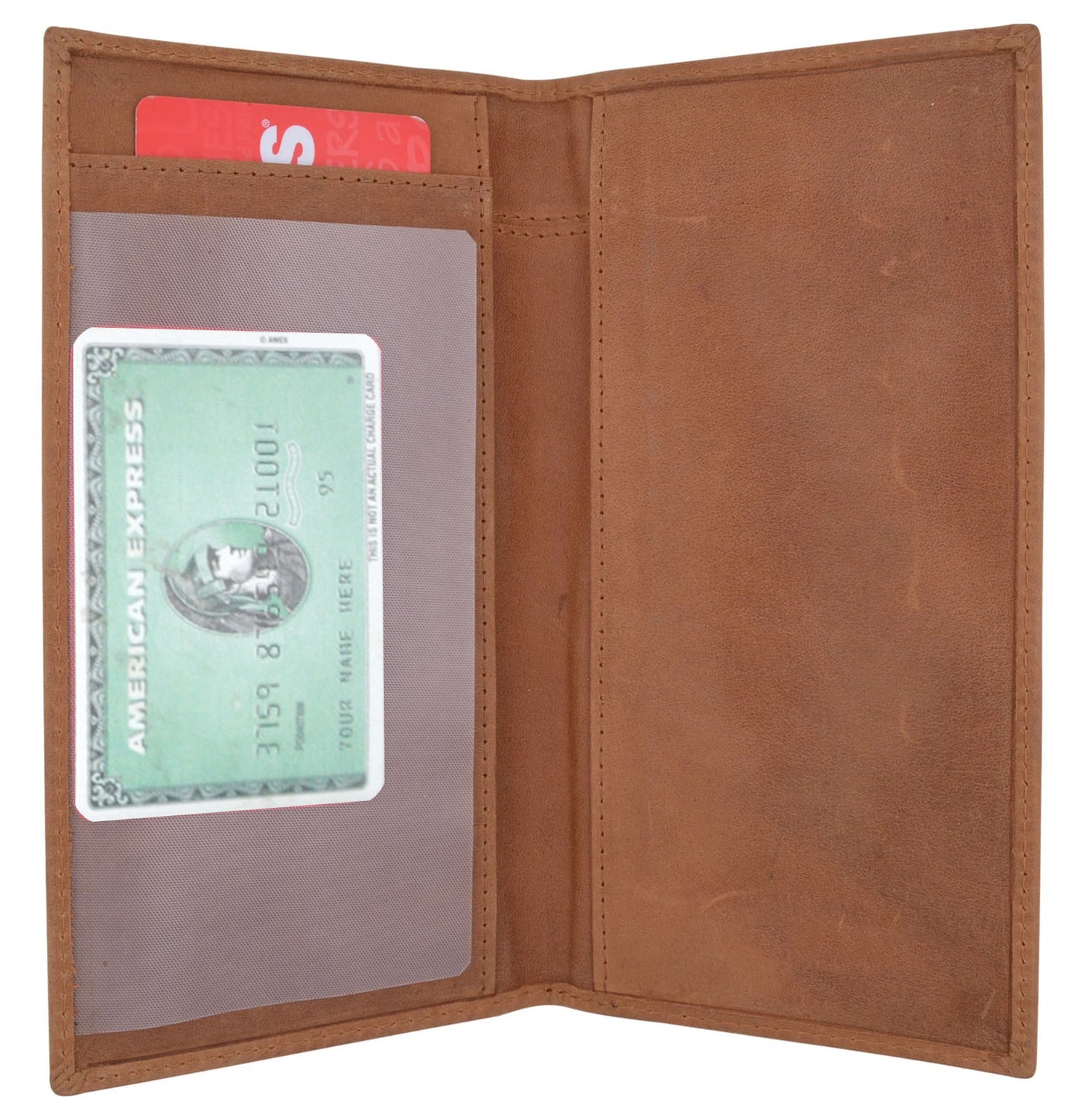 Hunter Brown RFID Blocking Genuine Leather Standard Checkbook Cover Holder Thin Wallet Men Women