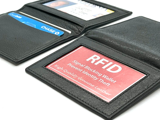 RFID Blocking Genuine Leather Men's Bifold Thin Mini Wallet Credit Card Case