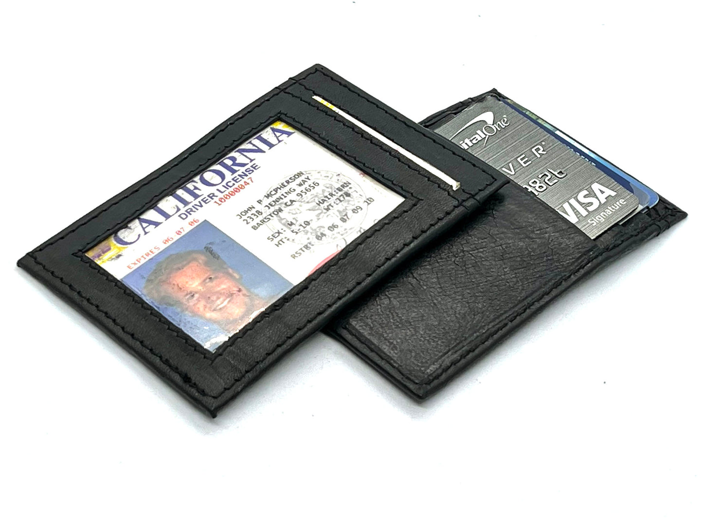 Black Genuine Leather Men's Wallet ID Credit Card Thin Holder Minimalist Ultra Thin