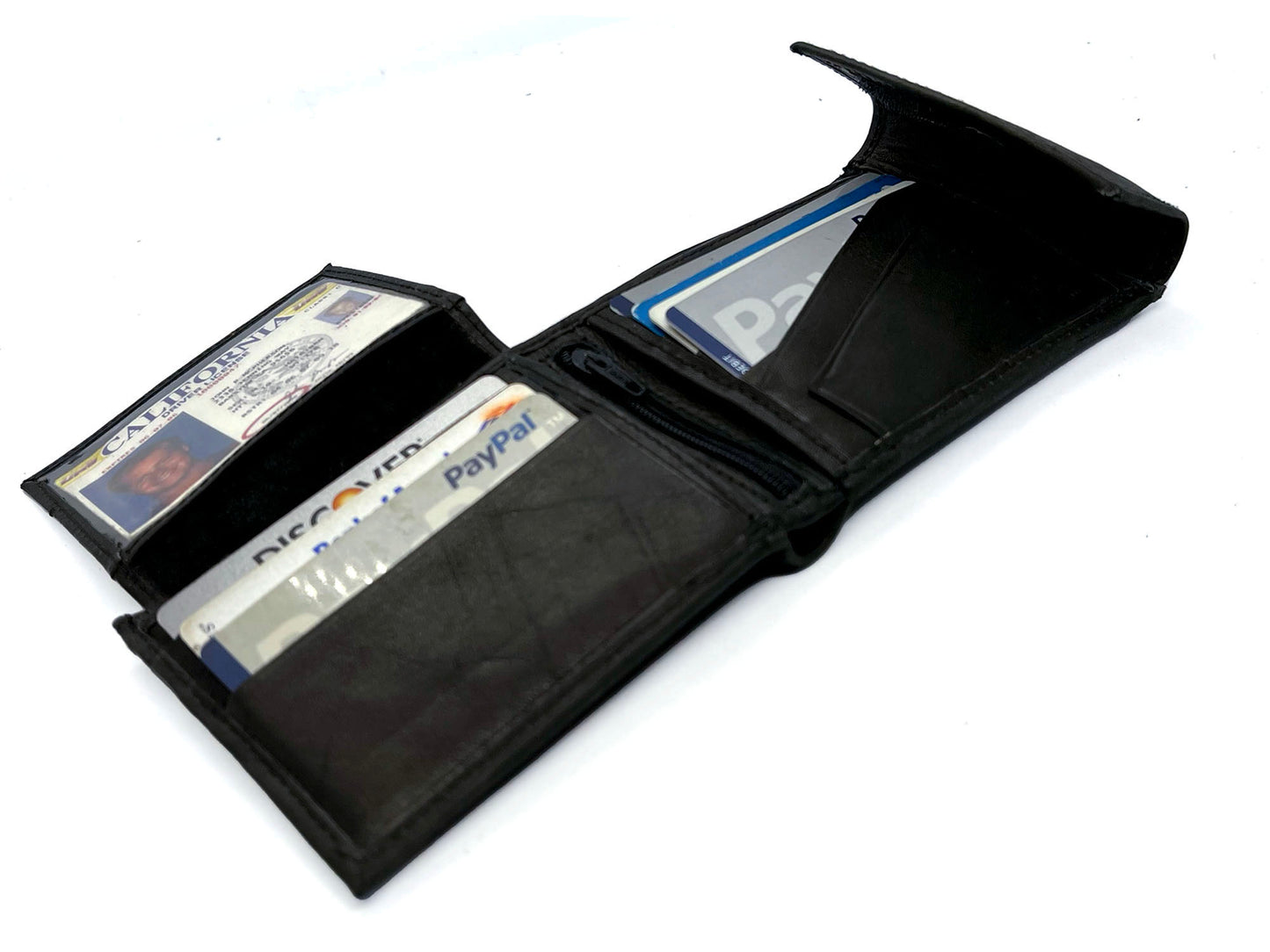 RFID Blocking Leather Bifold Wallet With Hook And Loop Closure And Flap Up ID Window