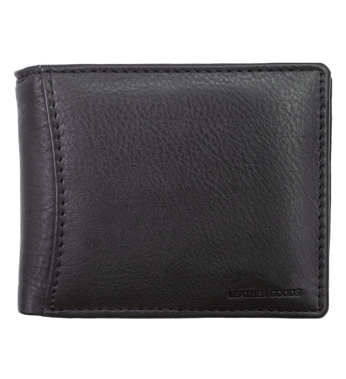 RFID Blocking Genuine Leather Men's Bifold Wallet Center Flap Premium Cowhide