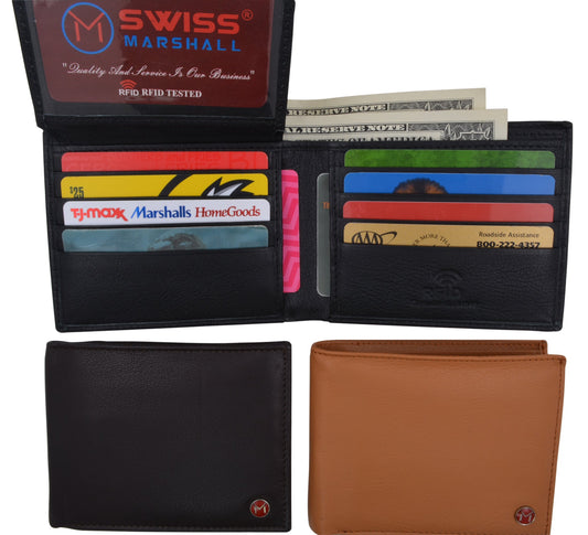 RFID Blocking Handcrafted Cowhide Leather Men's Bifold Premium Flap Top Wallet