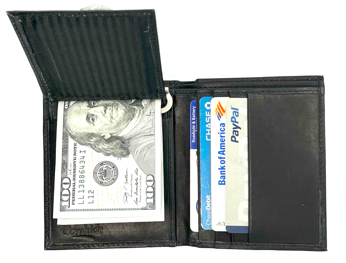 Genuine Leather Men's Money Clip Bifold Wallet Card Front Pocket Detachable Card Holder