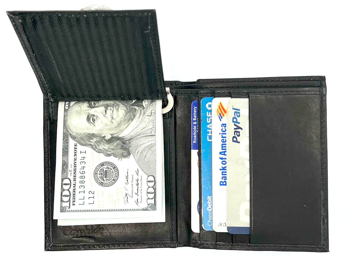 Genuine Leather Men's Money Clip Bifold Wallet Detachable Card Front Pocket Card Holder