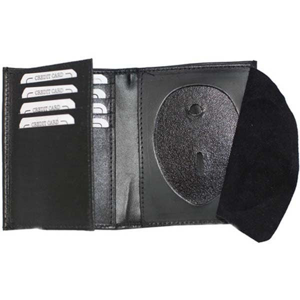 RFID BlockingBlack Leather Badge Conceal Holder Wallet ID Credit Card Security Officer