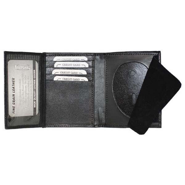 RFID BlockingBlack Leather Badge Conceal Holder Wallet ID Credit Card Security Officer