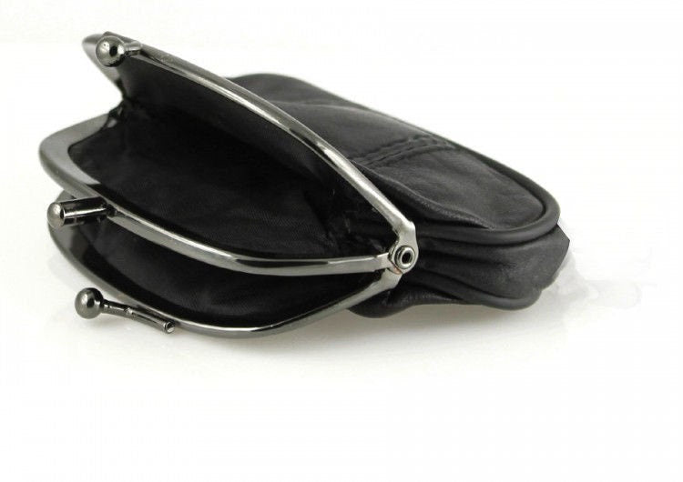 Genuine Leather Women's Change Purse Clasps Open Coin Holder Color Options