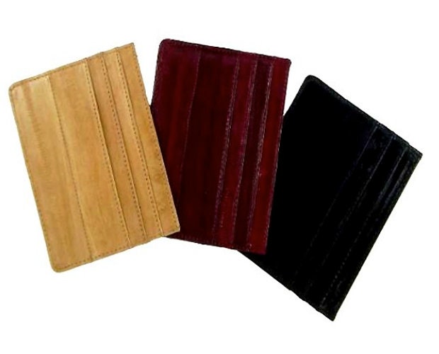 Eel Skin Leather Mens Thin Wallet Front Pocket Credit Card Front Pocket Holder