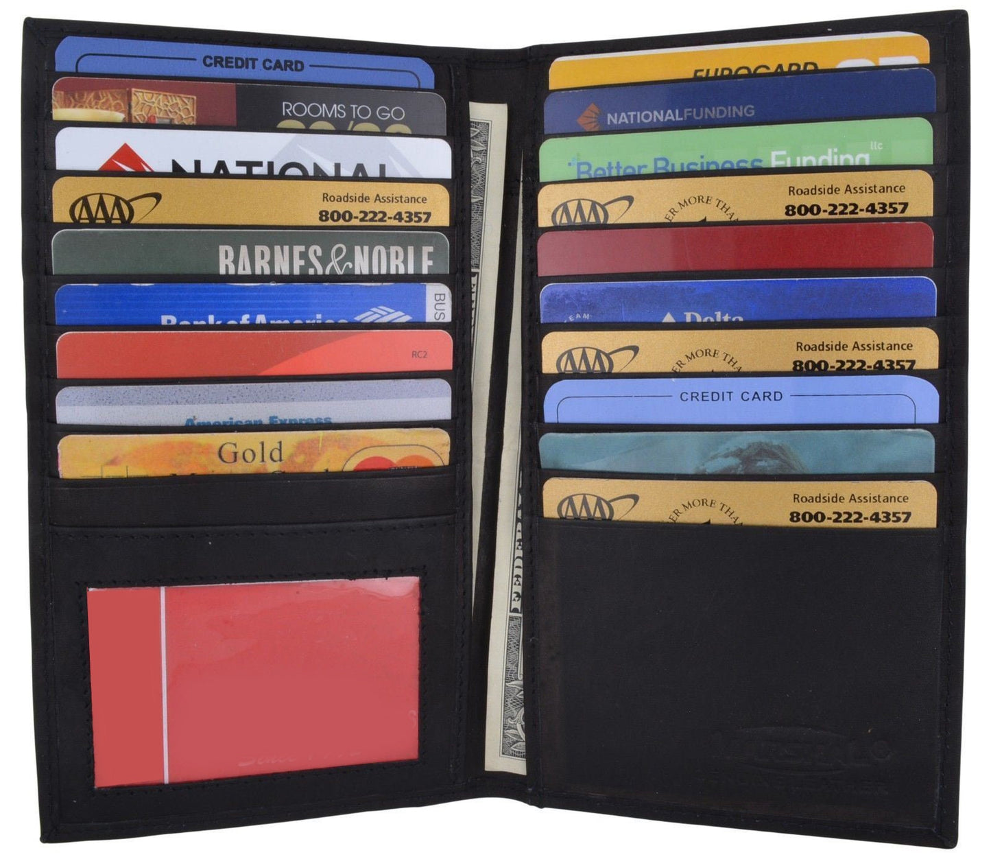 RFID Blocking Genuine Leather Bifold Secretary Checkbook Wallet 19 Card Holder