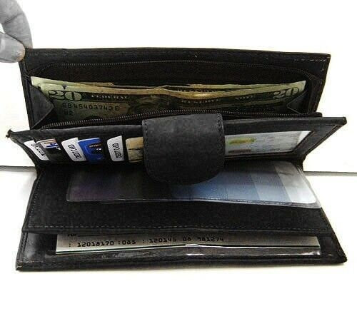 Genuine Leather Checkbook Secretary Accordion Wallet Zipper Clutch Credit Card Organizer