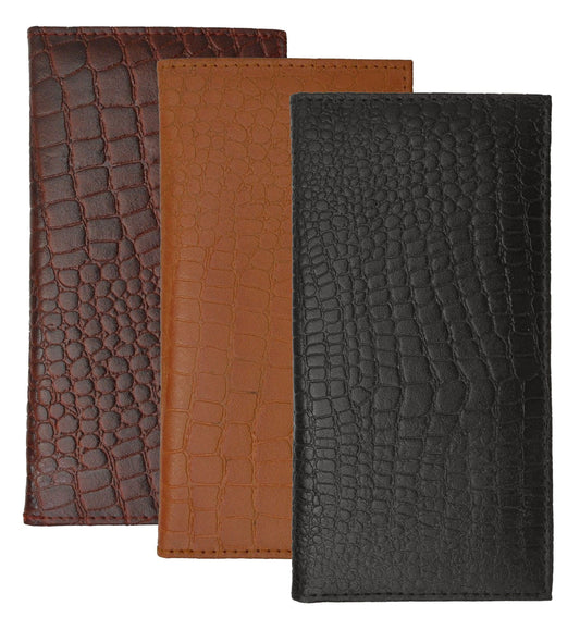 Genuine Leather Standard Croc Print Checkbook Cover Long Croc Print Wallet Western Cowboy Style Crocodile