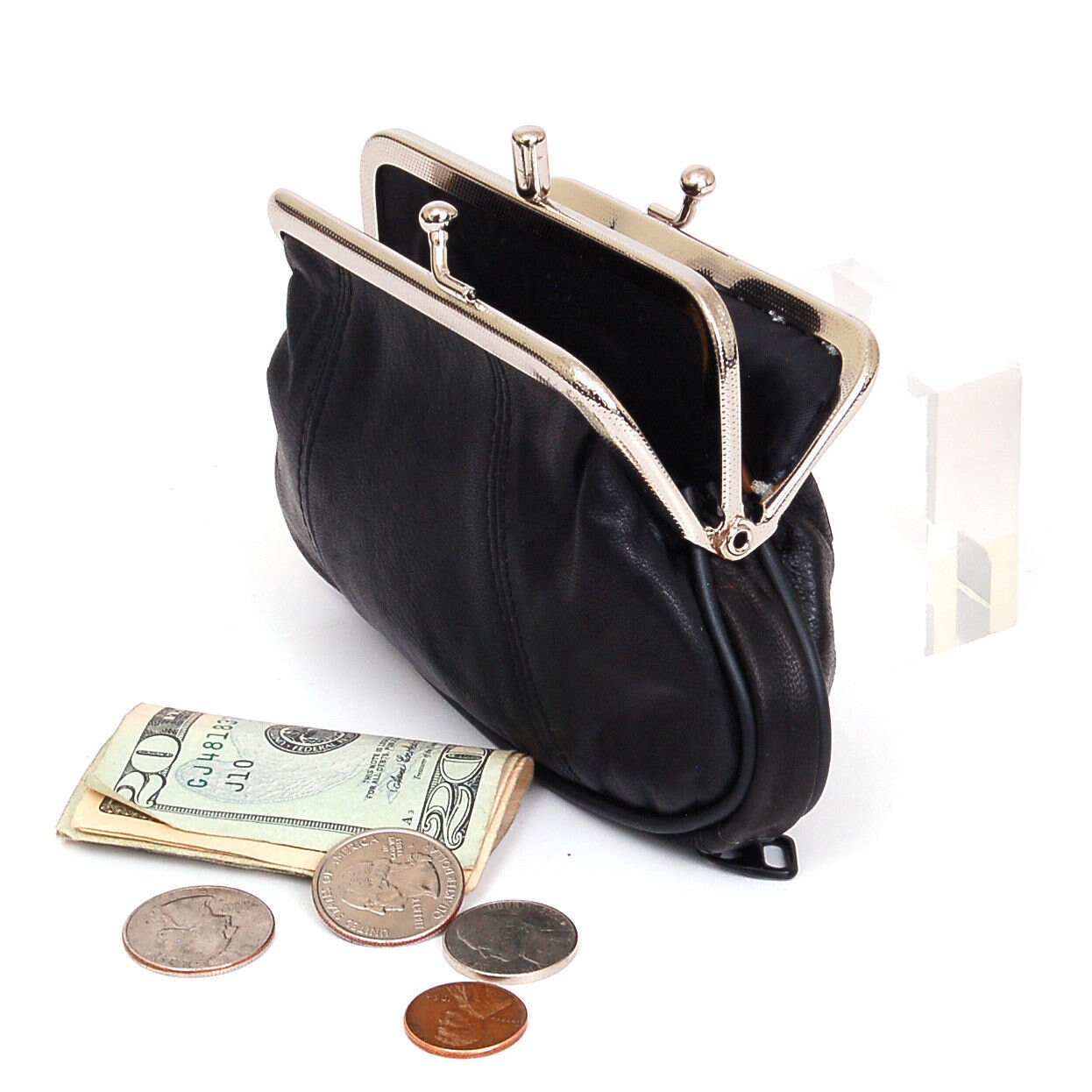 Genuine Leather Women's Change Purse Clasps Open Coin Holder Many Colors