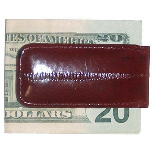 Genuine Eel Skin Leather Men's Strong Magnetic Money Clip Money Holder