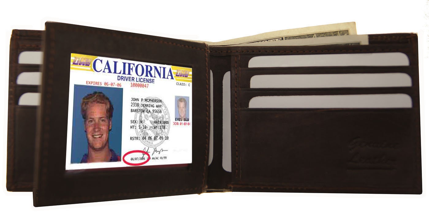 Black RFID Signal Blocking Men's Genuine Leather Slim Bifold Wallet ID Card Holder