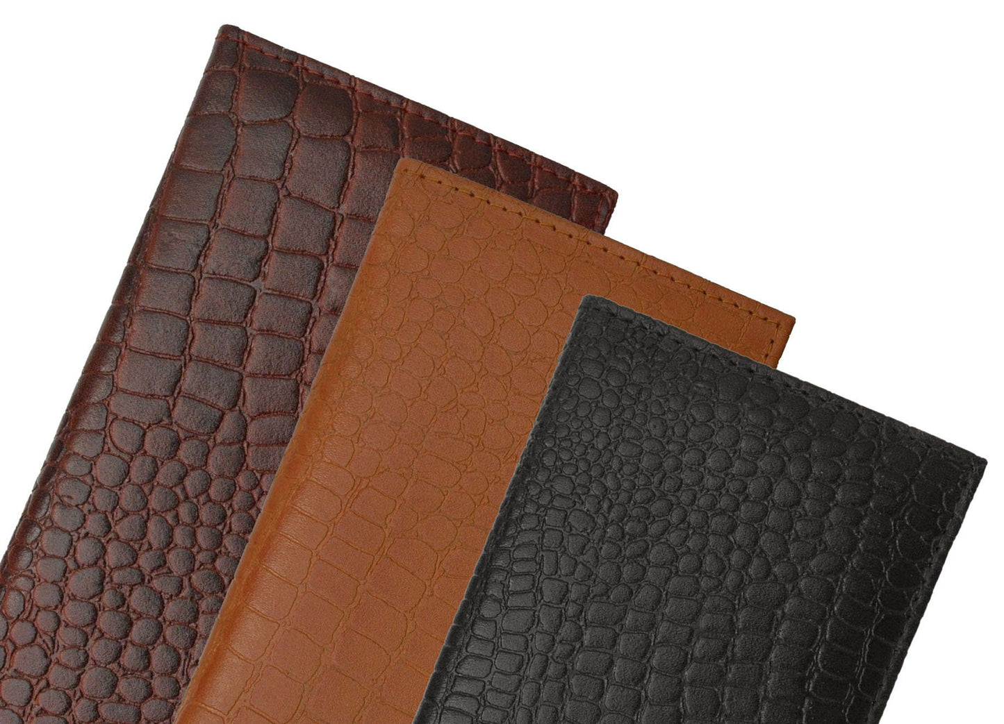 Genuine Leather Standard Croc Print Checkbook Cover Long Croc Print Wallet Western Cowboy Style Crocodile