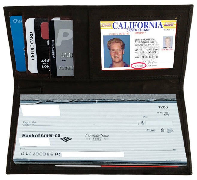 Black Genuine Leather Standard Checkbook Cover Long Wallet Credit Card Holder Men Women