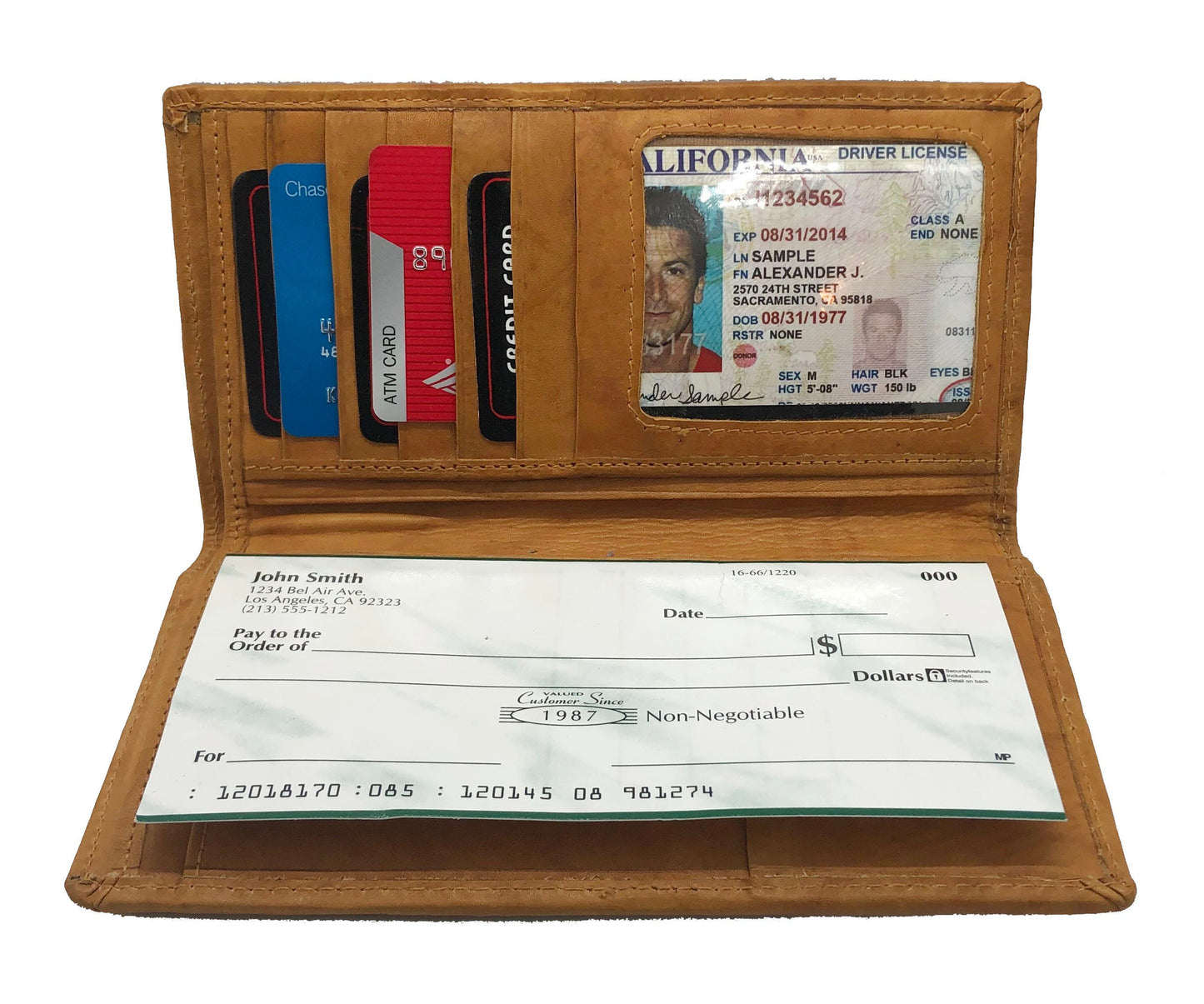 RFID Blocking Genuine Cowhide Leather Checkbook Cover Long Credit Card Holder Wallet Men Women