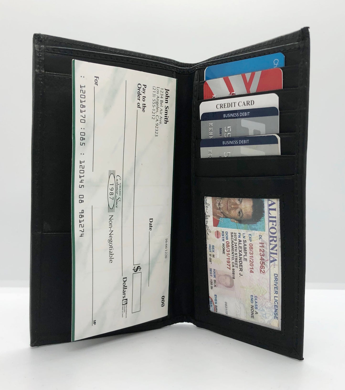 RFID Blocking Genuine Cowhide Leather Checkbook Cover Long Credit Card Holder Wallet Men Women