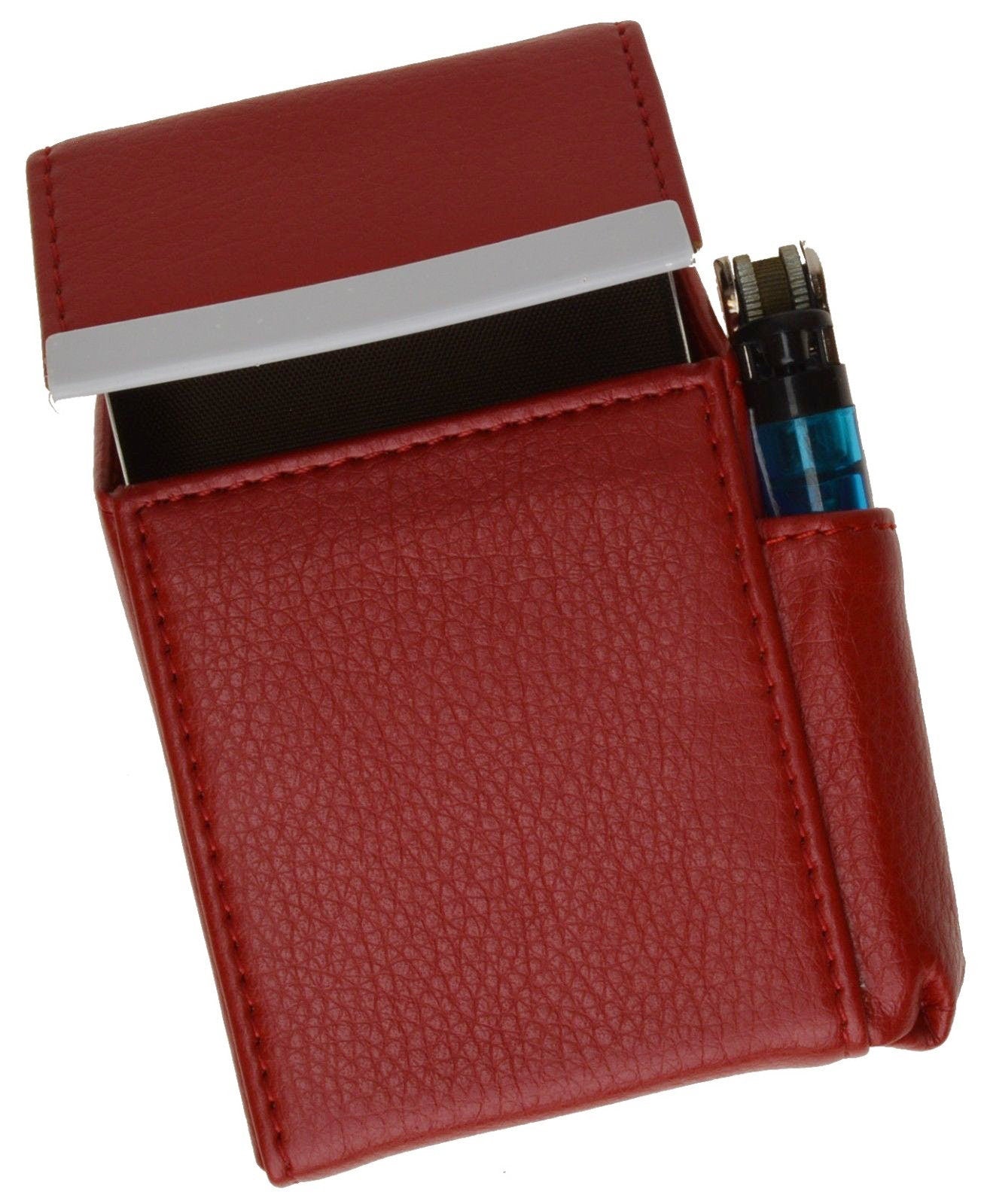 Genuine Leather Cigarette Pack Holder Flip-Top Pouch Smoke Carrying Hard Case