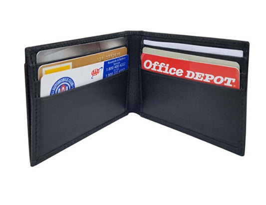 RFID Blocking Black Leather Mens Magnetic Money Clip Bifold Wallet ID Badge 7 Credit Card Holder