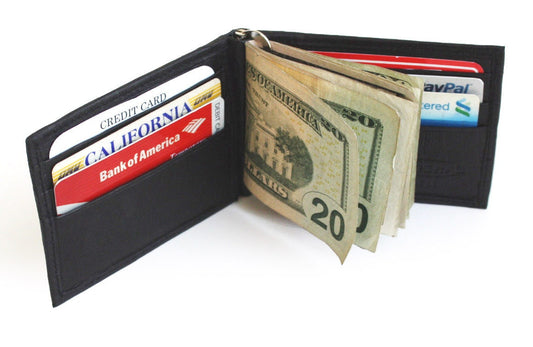 Genuine Leather Men's Bifold Money Clip Front Pocket Credit Card Wallet