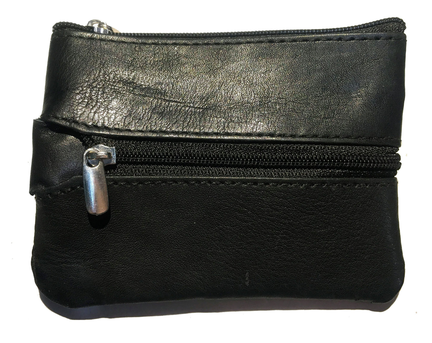 Handcrafted Genuine Leather Men's Coin Purse Zip Closed with Key Ring Holder