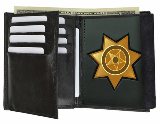 RFID BlockingBlack Leather Men's Conceal Carry Badge Wallet License Hectogram shield Holder