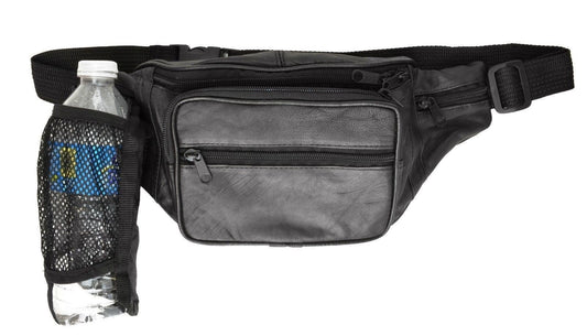 Leather Fanny Pack Waist Bottle Pouch Travel Hip Jogger Belt Bag For Men Women