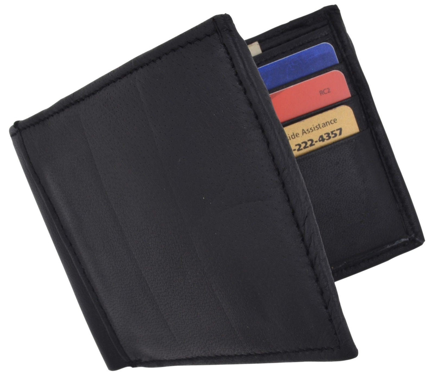 Genuine Leather Men's Bifold Wallet Detachable Credit Card ID Center Flap Holder