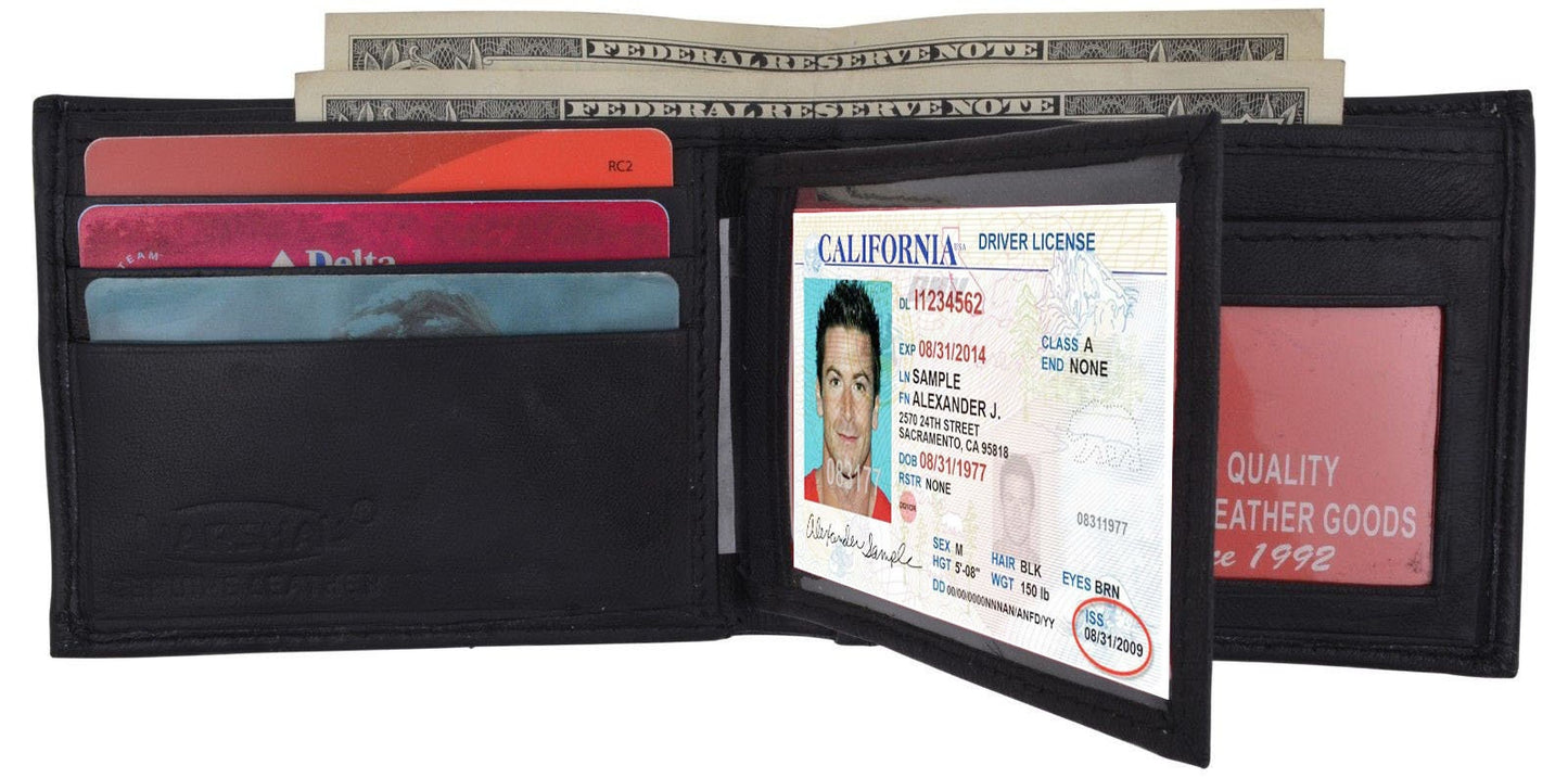 Genuine Leather Men's Bifold Wallet Detachable Credit Card ID Center Flap Holder