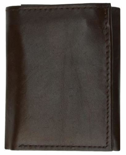 RFID Blocking Black Handcrafted Genuine Leather Mens Trifold Wallet Front Pocket ID Badge Holder Flap Top