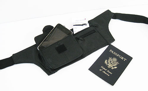 Black Genuine Leather Fanny Pack Money Belt Thin Waist Bag Travel Jogging Pouch