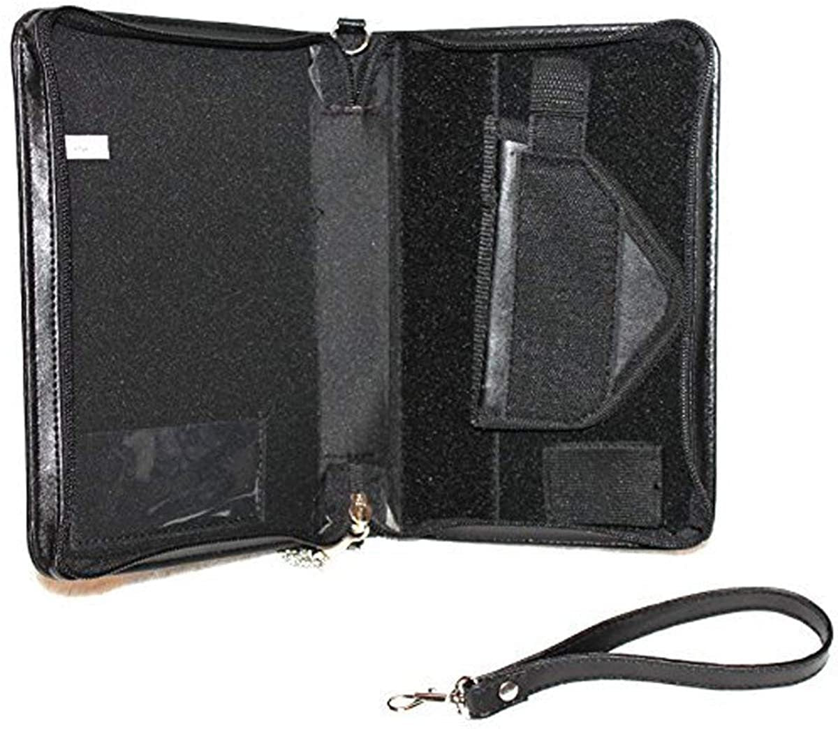 Black Cowhide Leather Concealed Carry Organizer Handgun Pistol Concealment Bible Cover Disguise CCW Case with Hand Strap