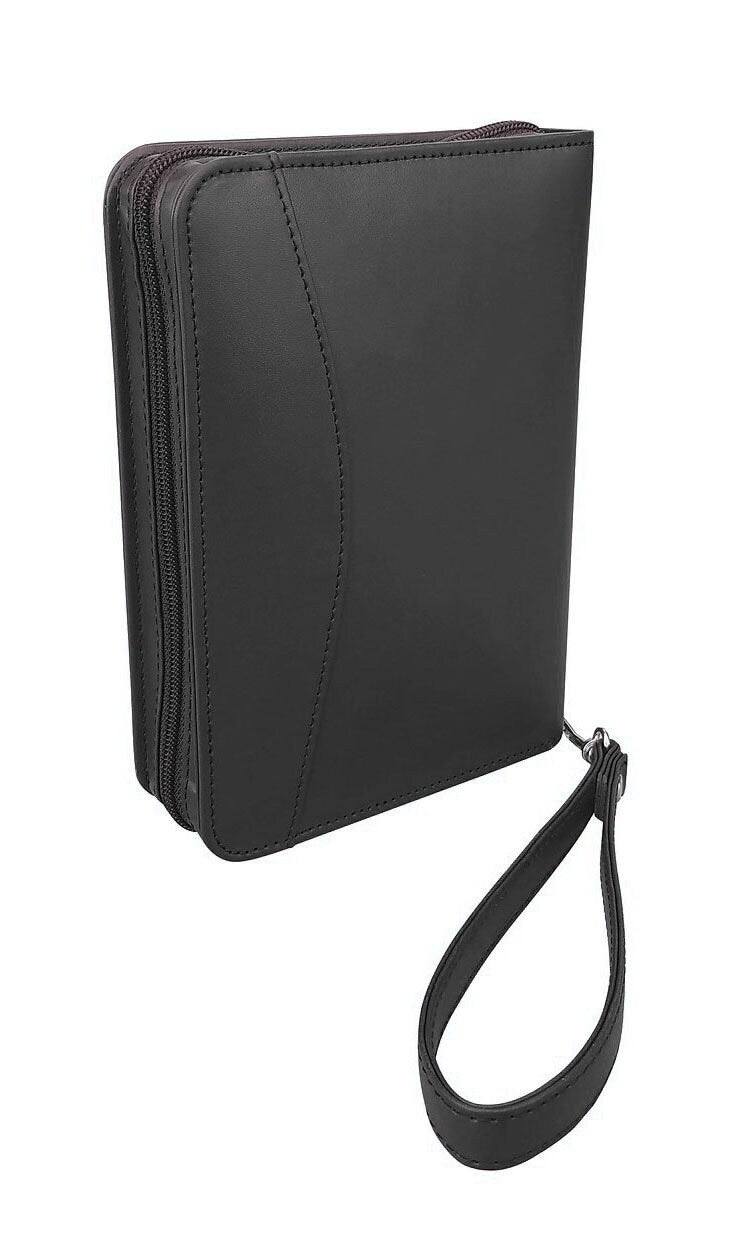 Black Cowhide Leather Concealed Carry Organizer Handgun Pistol Concealment Bible Cover Disguise CCW Case with Hand Strap
