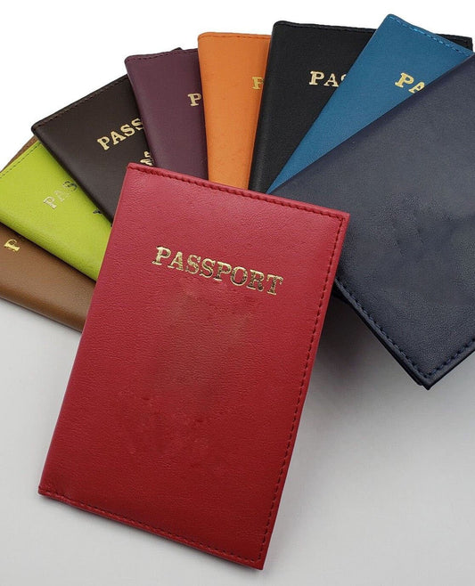 Genuine Leather Passport Cover Travel Document Holder ID Card Wallet