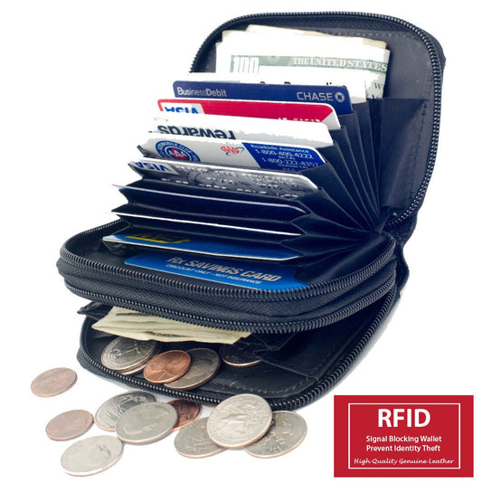 RFID Blocking Genuine Leather Women's Large Change Purse Clasps Open Coin Card Holder-Many Colors