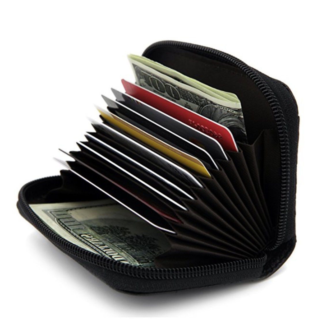 New Solid Genuine Leather Women's Wallet Accordion Style Credit Card Holder Zip Around Small