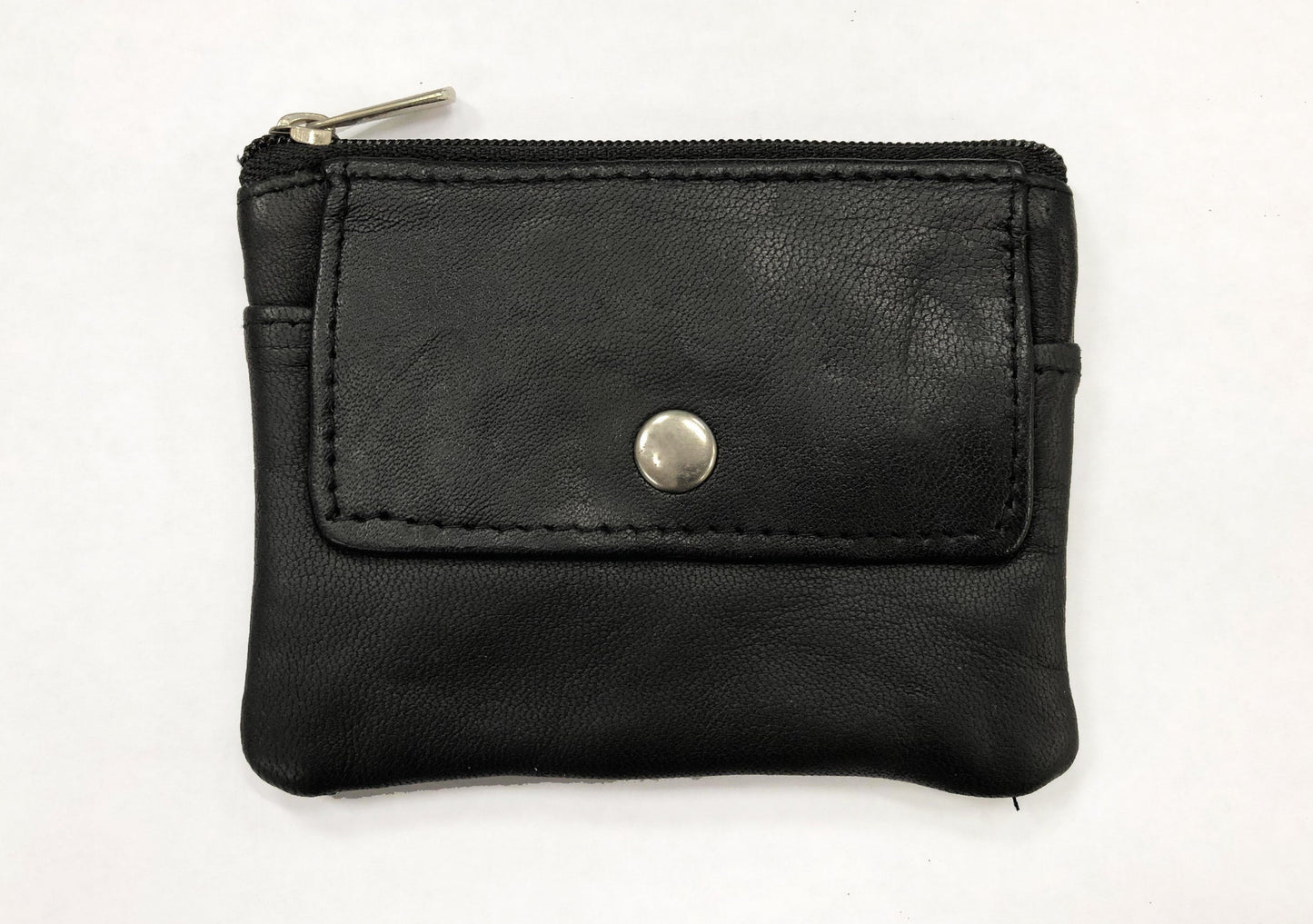 Genuine Leather Men's Coin Purse Zip Closed with Key Ring Holder