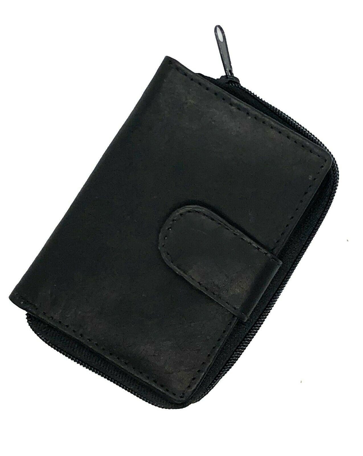 Genuine Cowhide Leather Men's Keychain Case Key Ring Accordion Coin ID Credit Card Holder Wallet