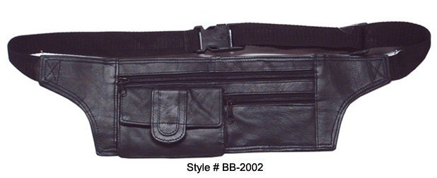 Black Genuine Leather Fanny Pack Money Belt Thin Waist Bag Travel Jogging Pouch