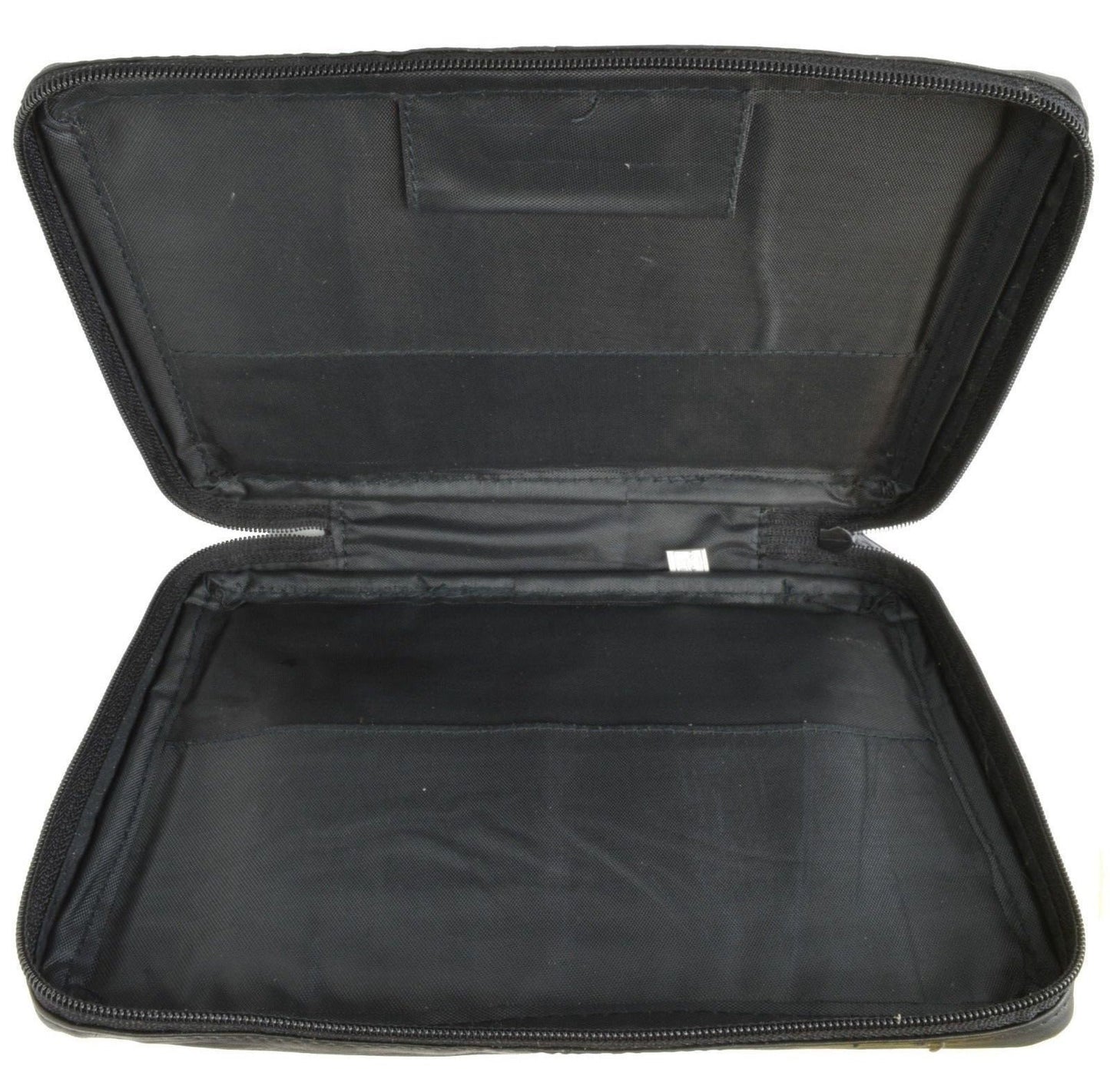 Black Genuine Leather Bible Cover Zippered Bag Book Organizer Brief Case