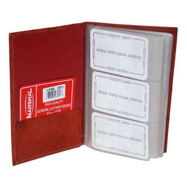 Genuine Leather 120 Business Card Holder Clear Plastic Inserts Pocket Organizer Tall Wallet