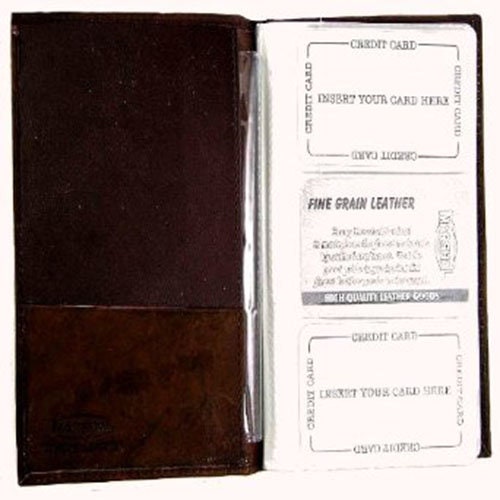 Genuine Leather 120 Business Card Holder Clear Plastic Inserts Pocket Organizer Tall Wallet