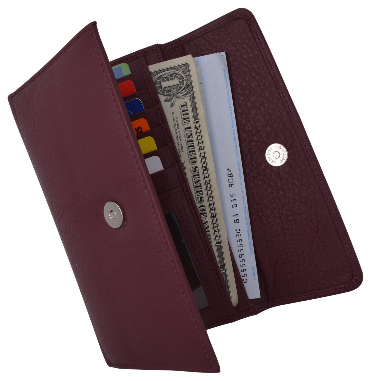 RFID Blocking Cowhide Leather Women's Long Clutch Wallet Checkbook Holder