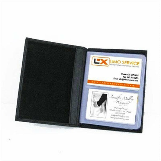 Genuine Leather Business Card Holder Clear Plastic Inserts Pocket Organizer Wallet