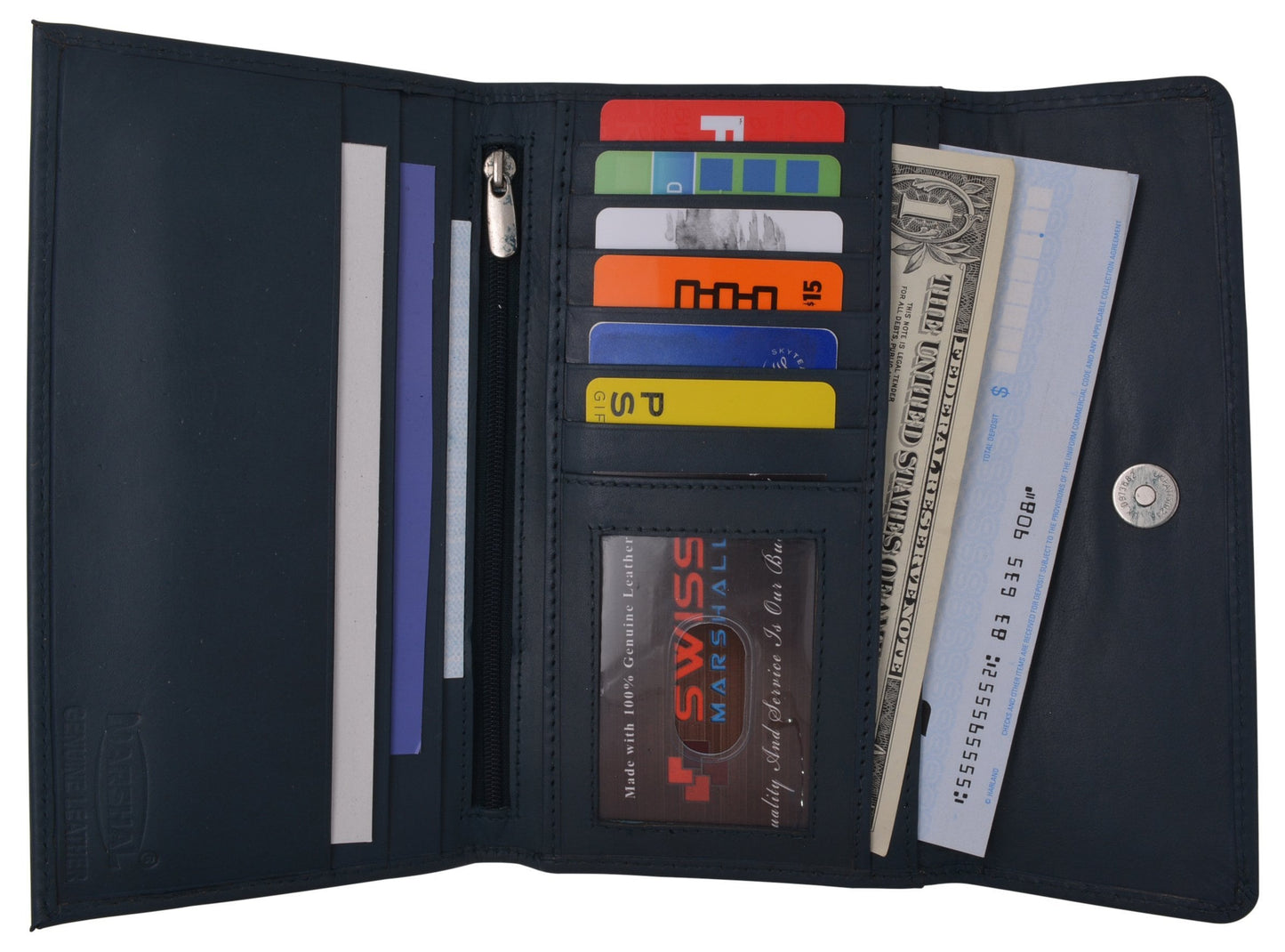 RFID Blocking Cowhide Leather Women's Long Clutch Wallet Checkbook Holder