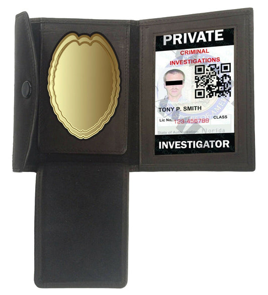 RFID Blocking Black Leather Men's Conceal Carry Badge Wallet License Universal Shield Holder