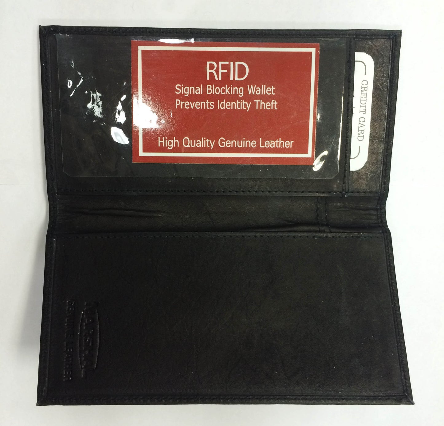 RFID Blocking Genuine Leather Standard Plain Checkbook Cover Long Wallet Men Women